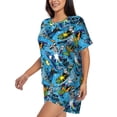 thumbnail image 2 of Fotbe snow board blue Print Pajama Set for Women 2 Piece Loungewear Short Sleeve Tops and Shorts Set Soft Sleepwear-XX-Large, 2 of 7