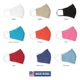thumbnail image 3 of 100% Cotton Solid Color Fabric Face Mask Reusable 3 Pack Nose Clip Filter Pocket, 3 of 5