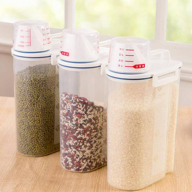 Plastic Storage Containers for Kitchen Storage Jars for Bulk Cereals Spices  Boxes Kitchen Fridge Organizer Jars with Lid Boxes