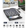 thumbnail image 2 of Tigebraver External CD DVD Drive, 8 in 1 USB 3.0 & Type-C Disc Reader Writer Burner, Slim Portable DVD/CD +/-RW Optical Drive for PC Laptop Desktop MacBook Mac Windows Linux, Silver, 2 of 9