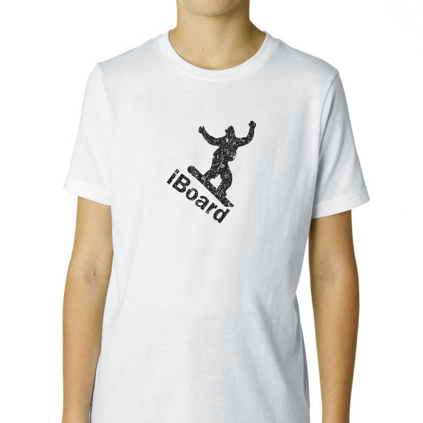 iBoard Snowboarding Very Cool Silhouette Boy's Cotton Youth T-Shirt by Hollywood Thread