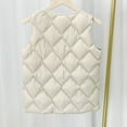 thumbnail image 4 of Htigea Quilted Sleeveless Jackets for Women Solid Casual Vest Lightweight Fall Winter Warm Tops with Pockets Beige XXXXL, 4 of 4