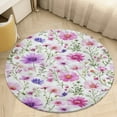 thumbnail image 4 of Floral Colorful Flower Washable Round Rug -Circle Area Rugs for Nursery Bedroom, Vintage Non Slip Non Shedding Low Pile Carpet for Living Room Coffee Table Entryway, 4 of 6