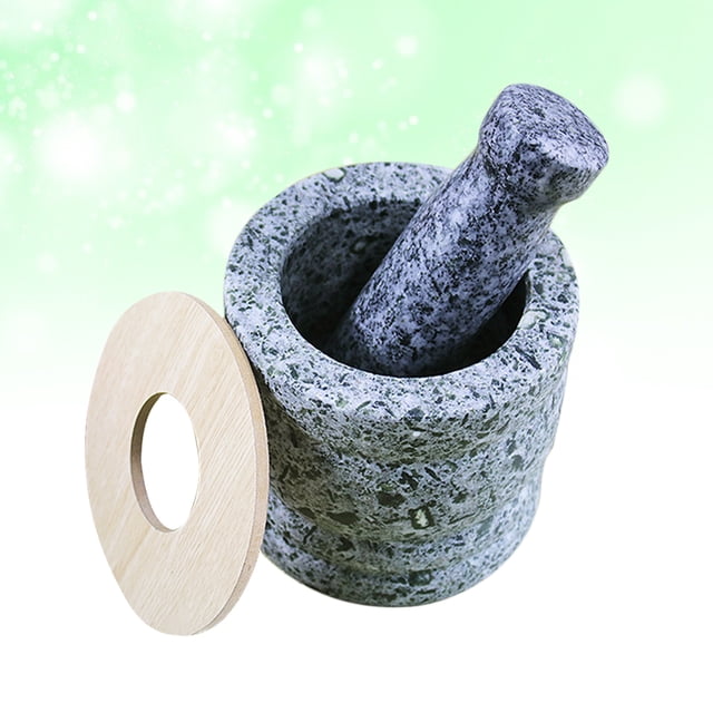 MERRYHAPY Multi Color Stone Pedestal Bowl Garlic Pounder and Pestle Set for Healthy Kitchen Grinding