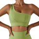 thumbnail image 1 of Sujetador deportivo acanalado con un solo hombro para mujer, parte de atrás bonita, elástico, a prueba de golpes, para correr, Fitness, chaleco verde hierba S, 1 of 6