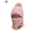 thumbnail image 2 of Luxtrada Womens Knit Scarf Hat Set Winter Warm Solid Pom Soft Venonat Beanie Caps Scarves (Pink), 2 of 7