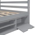thumbnail image 2 of Full Size Platform Bed with Wooden House-shaped, Heavy Duty Solid Wood Bed Frame with  Bedside-shelves and Under Bed Storage for Kids, No Box Spring Needed, Grey, 2 of 7