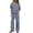 Navy, variant on Women's Striped Two Piece Set, Crew Neck Top with Pocket and Drawstring Waist Wide Leg Pants, Cotton Linen Loungewear Set, Summer Casual Outfits for Women-Beige