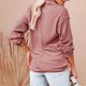 thumbnail image 2 of Blusa Manga larga Cuello en V Hilo con cremallera Color puro Camiseta casual de moda para mujer, 2 of 5