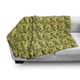 thumbnail image 2 of Tropical Soft Flannel Fleece Throw Blanket, Energetic Print of Exotic Leaves and Branches, Cozy Plush for Indoor and Outdoor Use, 50" x 70", Yellow Olive Green, by Ambesonne, 2 of 5
