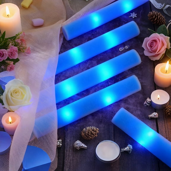 Micrency-36-Piece Blue-light Chic Glow Party Supplies - Soft Foam Sticks , Magic Glow for Bridal Shower, Birthday & Dark Party