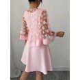 thumbnail image 2 of Pink Womens Elegant Floral Appliqué Chiffon Overlay A-Line Short Dress, 2 of 6