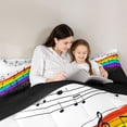 thumbnail image 4 of Manfei Musical Melody 7-Piece Bedding Comforter Set,Colorful Waves Striped King Bedding Sets,Music Notes Bed Sheets For Girls Kids,Breathable Home Decor Reversible, 4 of 8