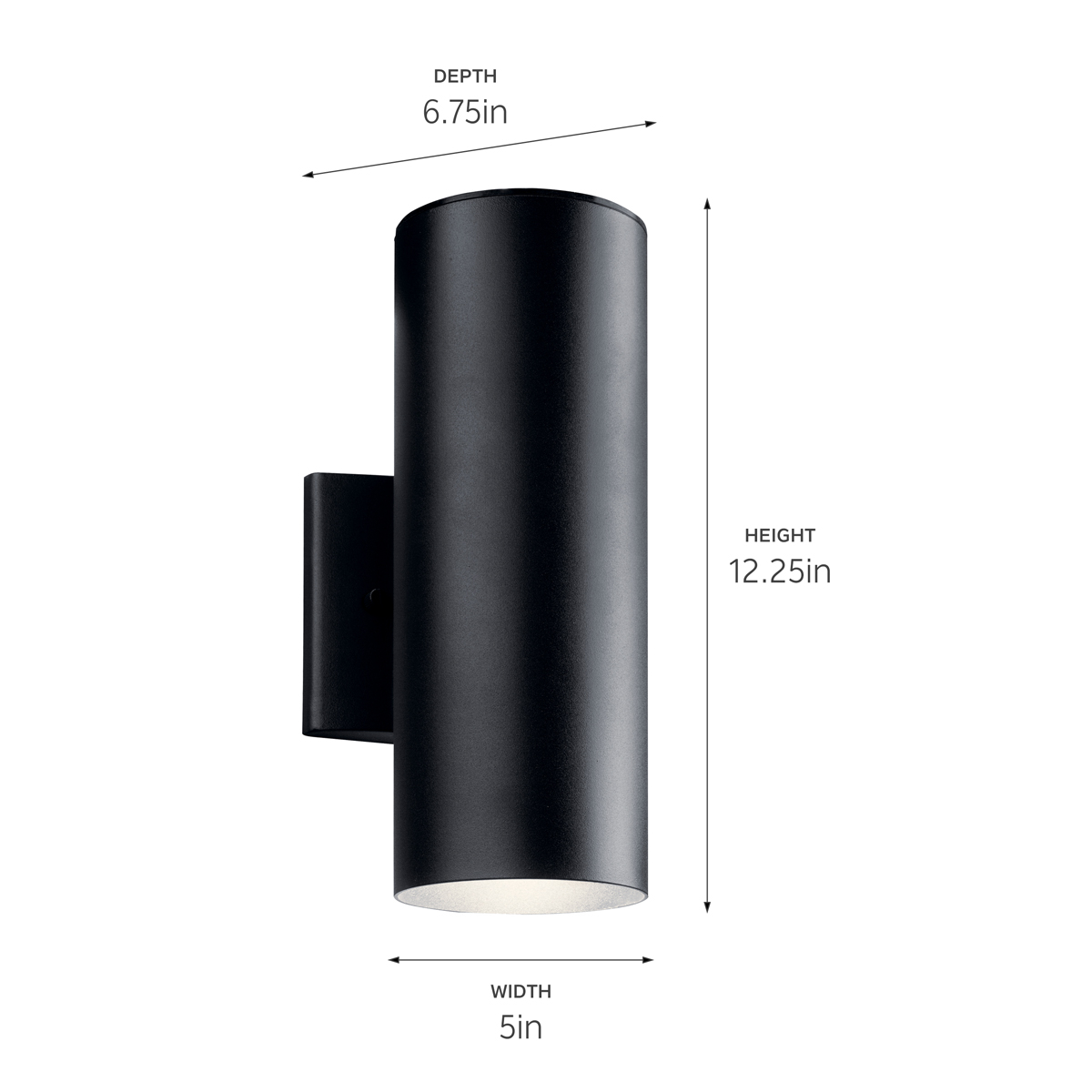 Kichler 12" 1 Light Integrated LED Textured Black Cylinder Outdoor Wall Sconce - image 2 of 7