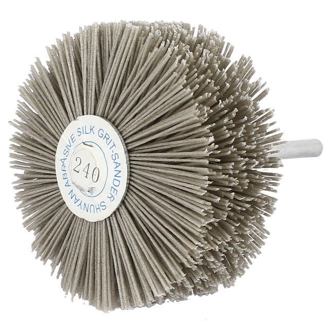Cepillo de nylon abrasivo de 6 mm de vástago y 82 mm de diámetro, herramienta de molienda de 240 granos
