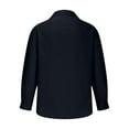 thumbnail image 5 of Men's Long Sleeve Shirt Button Down Collar Loose Fit Cotton Linen Solid Color for Spring Fall Comfort Wear,Black,L, 5 of 7