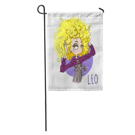 SIDONKU Orange Horoscope Zodiac Signs Leo of The Girl Woman Cartoon Garden Flag Decorative Flag House Banner 28x40 inch