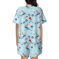 thumbnail image 3 of Kdxio Sailboats Anchors Print Pajamas Sets for Women Short-Sleeved Pjs with Lounge Shorts Two Piece Sleepwear S-4XL, 3 of 9