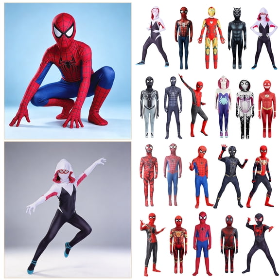 Halloween Costume Spider Hero Full Bodysuit Superhero Jumpsuit with Mask for Halloween Party Brand New Day Role Play Outfit Beige 100