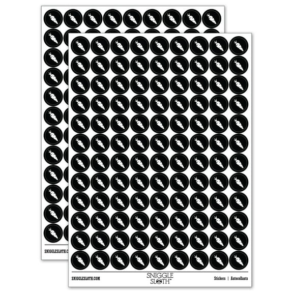 Carrot Vegetable 200  Round Stickers - Black - Gloss Finish - 0.50" Size