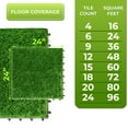 thumbnail image 2 of Sorbus 12pcs 24 Sq. Ft. Interlocking Artificial Grass Tiles – 24"x24" Turf Mats for Patio, Balcony, Deck, Pets & Dog Pee Pad – Self-Draining Outdoor Flooring, 8-Buckle System, 2 of 8