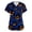 06# Dark Blue, variant on Women's Halloween Printed Scrub Top, V-Neck Short Sleeve Nursing Uniform With Pockets,Plus Size Pumpkin Holiday Scrubs White 2XL
