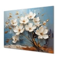 thumbnail image 2 of Designart "White and Blue Golden Orchid Tree Garden Of Branches VI In Gold and White"Abstract Floral Metal Wall Art Gold Traditional Office Room Wall Art, 2 of 6