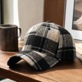thumbnail image 6 of Clossjun Women Men Stylish Plaid Baseball Cap Fall Winter Warm Classic Hat Soft Casual Dad Hat for Outdoor Sport Black, 6 of 6