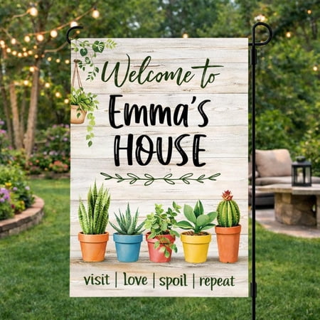 Custom Welcome Garden Flag Mimi House, Personalized Grandma Yard Banner Gift from Grandkids