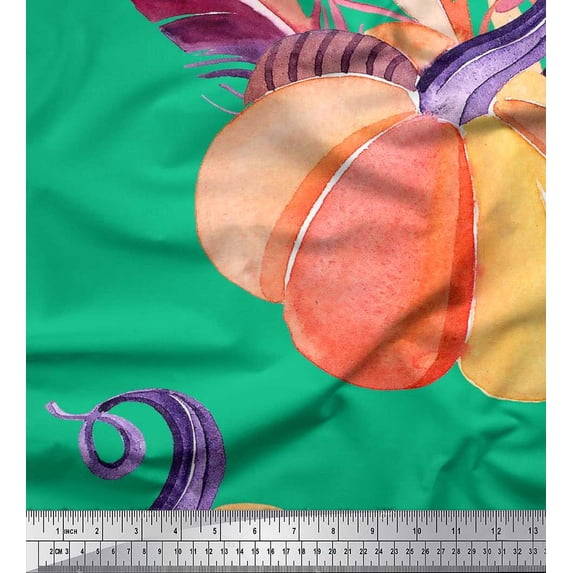 Soimoi Cotton Duck Fabric Berries,Leaves & Pumpkin Vegetable Printed Craft Fabric by The Yard 42 Inch Wide