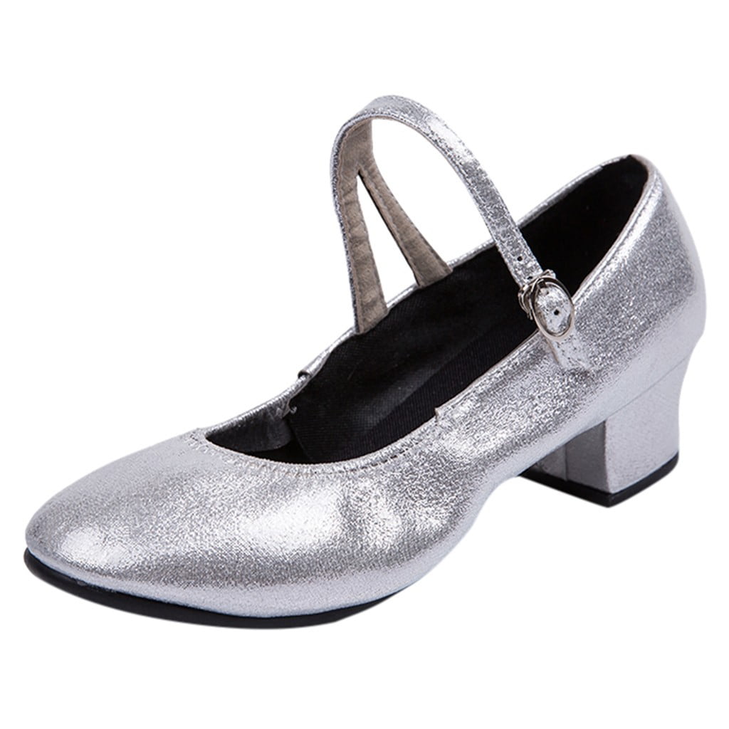 Women Tap Dance Shoes Mary Janes Ballroom Modern Dancer Shoes Block Heel Lacy 