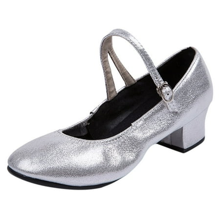 KELINFONG Womens Non Slip Latin Salsa Dance Heels Ankle Strap Dress Pumps Ballroom Dance Shoes
