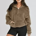 thumbnail image 4 of Aricy Womens Fuzzy Fleece Sherpa Pullover Quarter Zip Winter Sweaters Long Sleeve Casual Sweatshirt Faux Shearling Warm Zip Up Hoodies Outwear with Pockets Loungewear, 4 of 4
