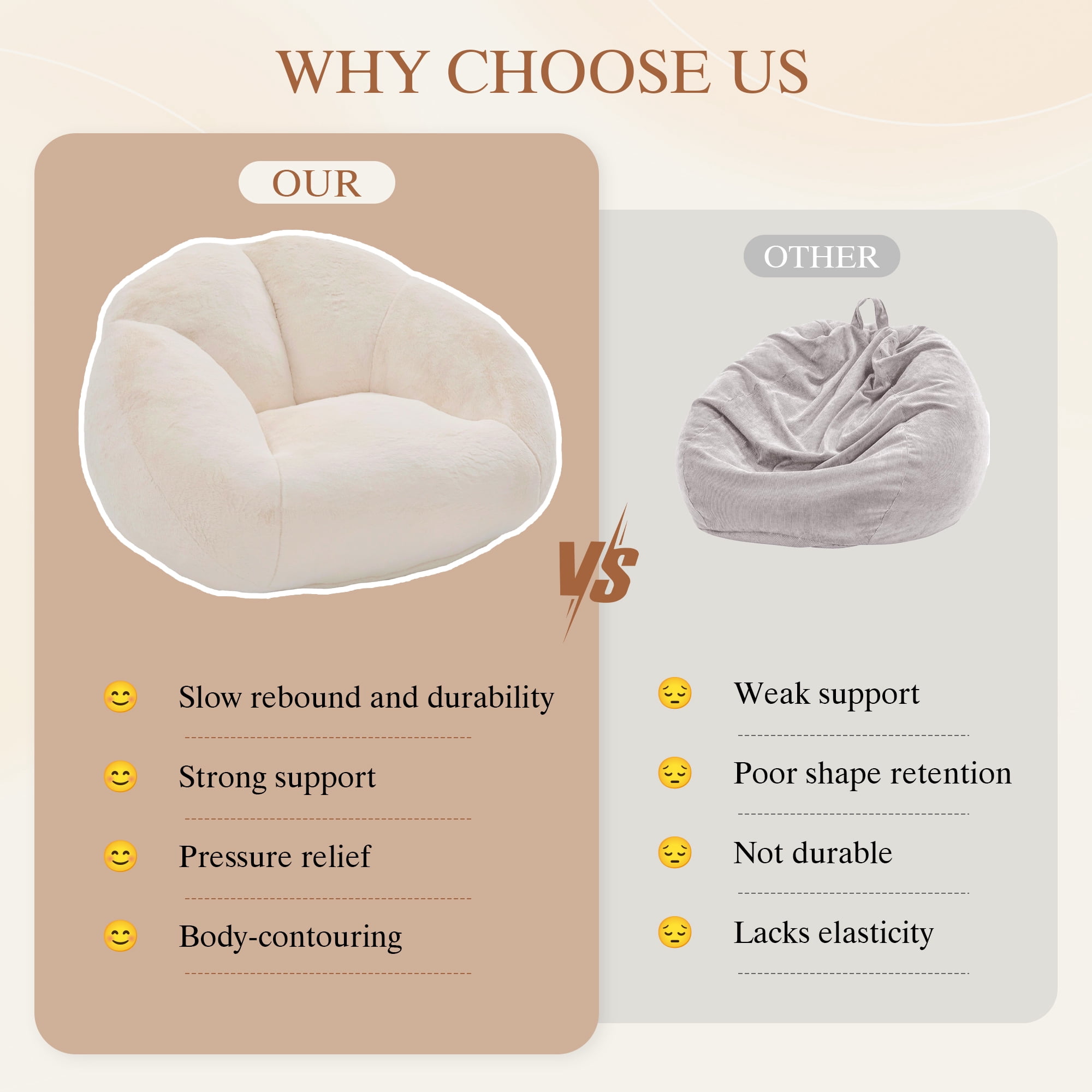 MOONMISS Oversized Bean Bag Chair for Adults,Memory Foam Lazy Sofa Chair with Soft Corduroy Cover,Comfy Floor Lounger for Living Room Bedroom Dorm