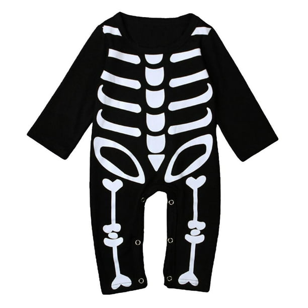 Disfraz de Halloween para bebés (niños y niñas): vestido de manga larga con estampado de huesos, mono y enterizo. METRO