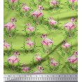 thumbnail image 1 of Soimoi Green Velvet Fabric Grass & Flamingo Bird Print Fabric by the Yard 58 Inch Wide, 1 of 3