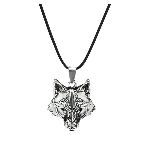 Miyuadkai Necklaces Jewelry Fashion Metal And Head European American Wolf Necklace Pendant Necklaces & Pendants Jewelry Silver One Size