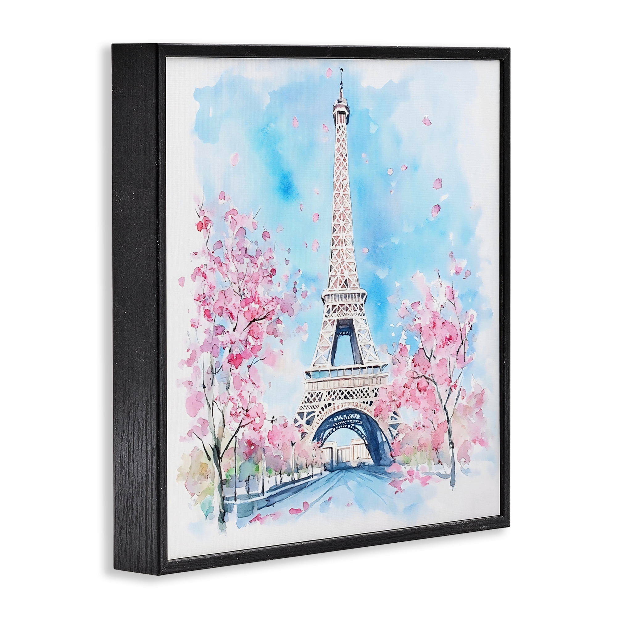 Stupell Industries Eiffel Tower Cherry Blossoms Black Framed Giclee Art, design by Creative Studio
