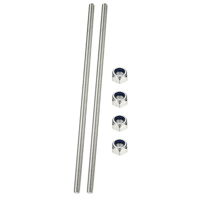 Uxcell Tige Entièrement Filetée, M12 x 400mm Acier Inoxydable 304 Goujons de Barre de Filetage à Droite avec Écrous, 2 Pcs