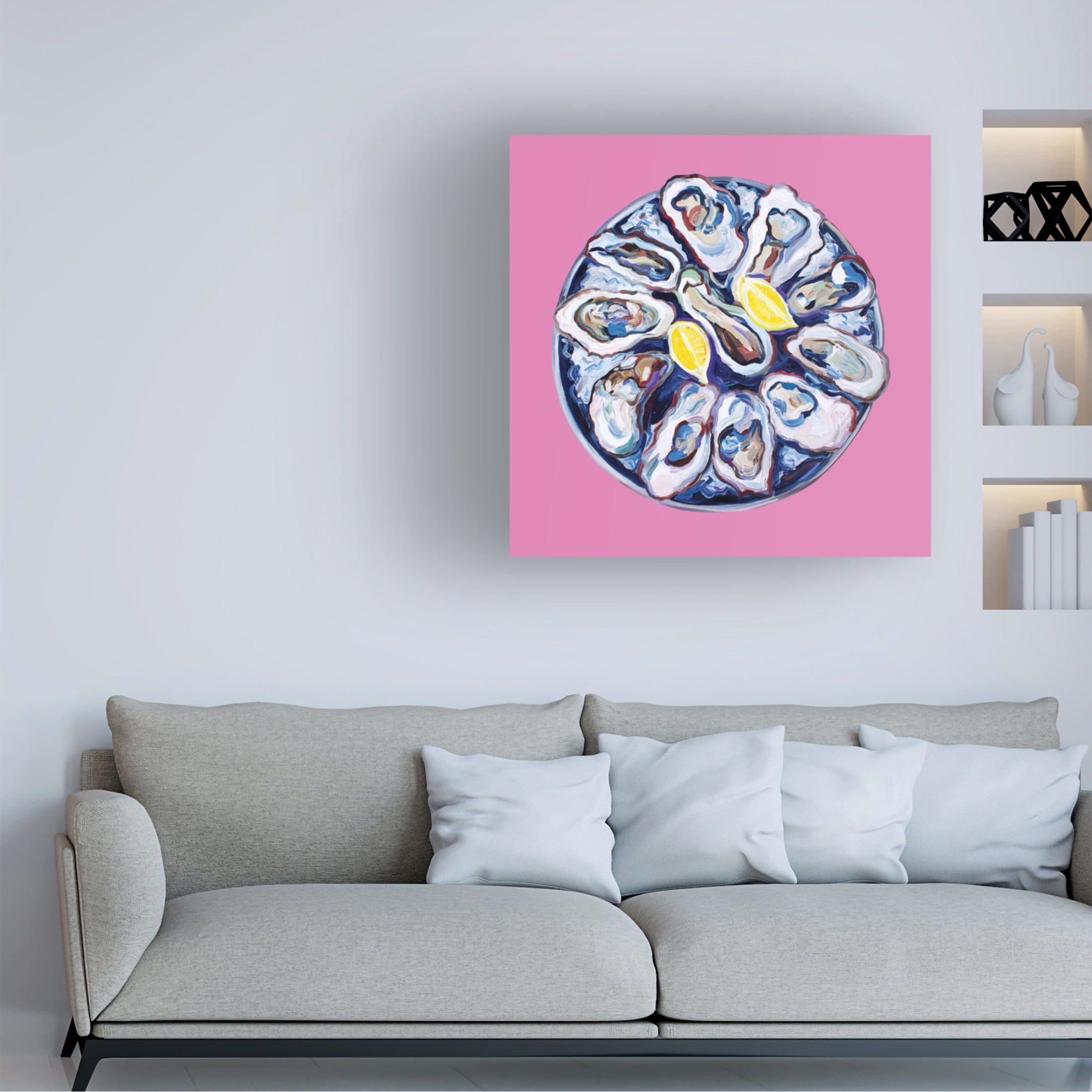 Trademark Fine Art Alice Straker  Oysters On a Plate Pink Canvas Wall Art