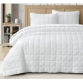 thumbnail image 1 of Chezmoi Collection Branson 3-Piece White Queen Size Quilt Set - Stone-Washed Detailed Square Stitch Soft Microfiber Lightweight Quilted Bedspread Coverlet Set for All Seasons, 1 of 9