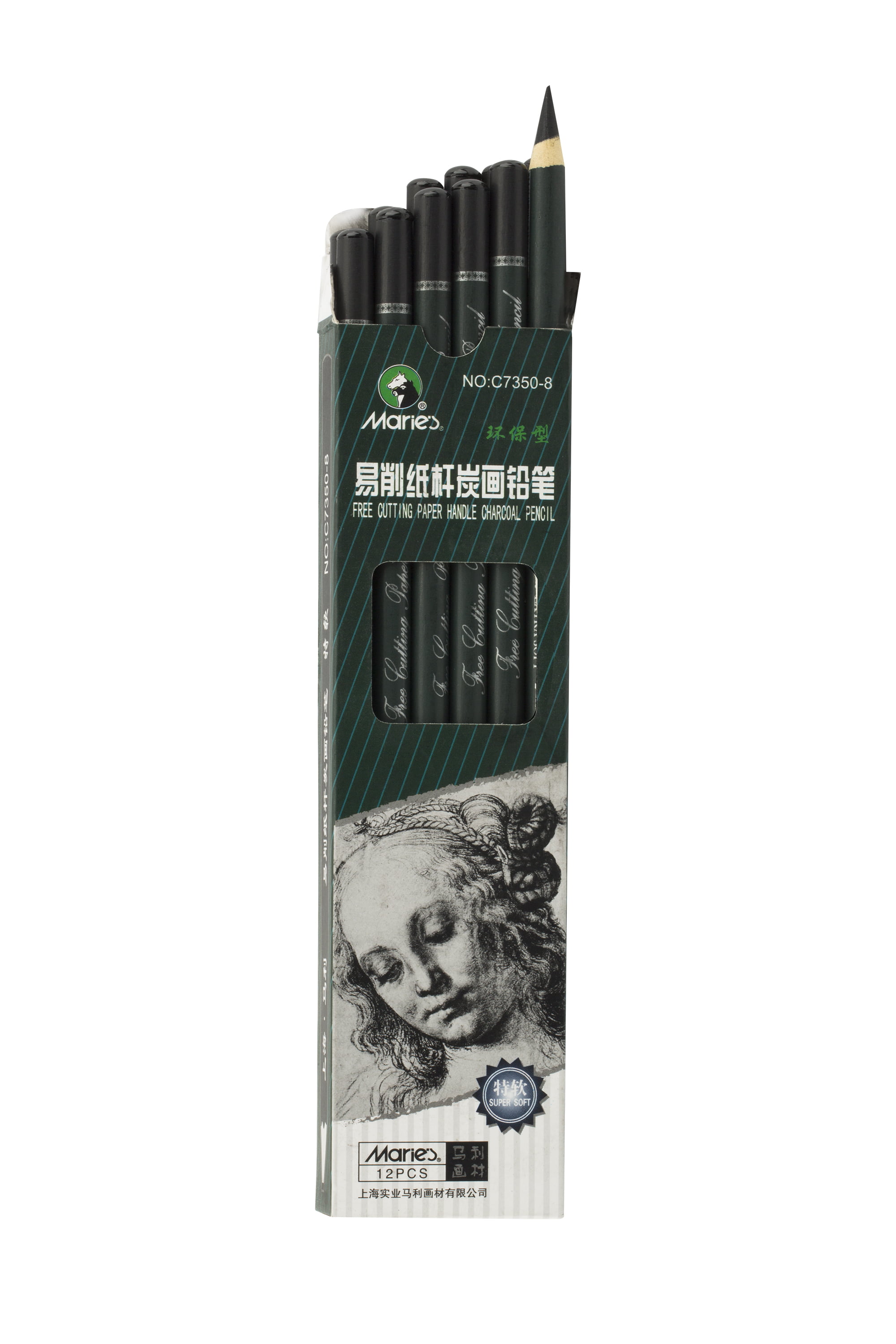 BIANYO CHARCOAL PENCIL SET : 12 PIECES FROM BLACK TO BROWN GRADIENT –  Magnifico Beaux Arts