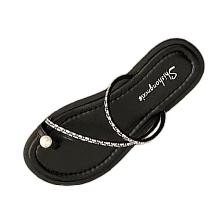 

Quealent Adult Women Shoes Clog Slippers for Women Summer New Home and Outwear Slippers Women Pearl Rhinestone Thickened Puppy Slippers for Women Black 7.5