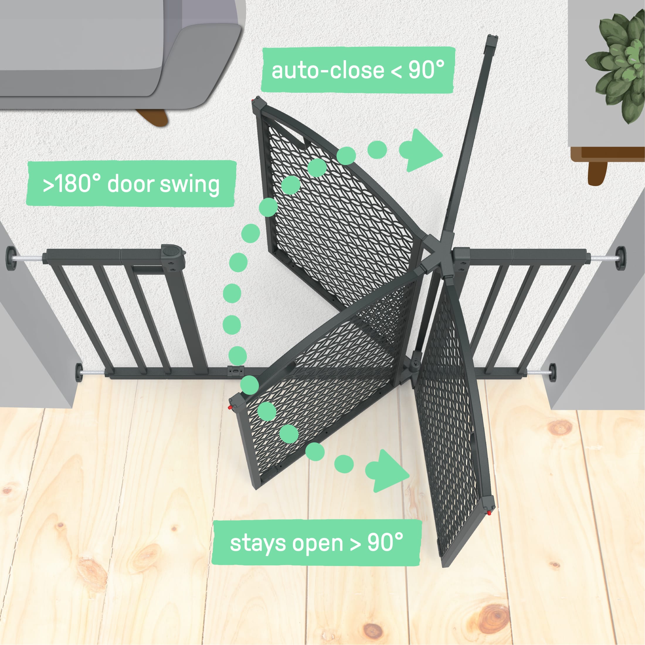 Ingenuity Modern Home Walk-Thru Safety Gate, 28-42", Gray photo 5