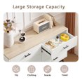 thumbnail image 4 of Smilegend 6 Drawer Dresser for Bedroom with Deep Drawers, Wood Dresser & Chest of Drawers, Modern White Long Dresser for Closet Living Room, 47.2"W x 15.7"D x 31.5"H, White & Oak, 4 of 7