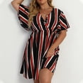 thumbnail image 1 of Robes Grande Taille pour Femmes Grande Taille Été Décontracté Manches Courtes Col en V Imprimé Manches Robes Robe Ample en Liquidation, 1 of 8