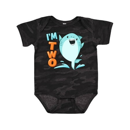 

Inktastic I m Two- shark second birthday Gift Baby Boy or Baby Girl Bodysuit