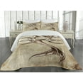 thumbnail image 2 of Ambesonne Mermaid Quilted Coverlet 3 Pcs, Vintage Mythical Art, King Size, Beige Brown, 2 of 4