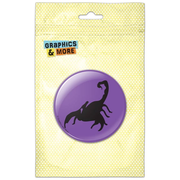 Black Scorpion on Purple Pinback Button Pin Badge