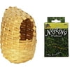 Prevue Pet Products Large Bamboo Covered Breeding Nest Hut for Birds, Plus a Box of Cotton Thread Fibers Bird Nesting Material